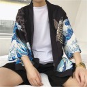 Herre kimono cardigan med print 3