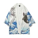 Herre kimono cardigan med print 13