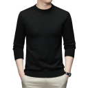 Herre klassisk strikket sweater med lange ærmer Enkeltfarvet blød let afslappet sweater Polyester Rund hals Diverse farver 28