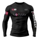 Herre kompressions T-shirt med lange ærmer og elastisk pasform med print af Norway og norske flag på brystet og ærmerne 1