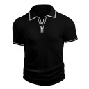 Herre polo med korte ærmer Enkeltfarvet design Knaplukning Krave Polyester Let og praktisk top til hverdag 3