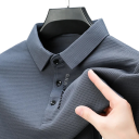 Herre polo med lange ærmer, krave og knapper, ensfarvet elegant skjorte i polyester til daglig brug 7