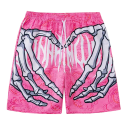 Herre shorts badetøj Med snøre Regnbue med tryk af skelet hænder og hjerte Polyester Spandex Hurtigttørrende Elastisk 4