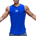 Herre sports tanktop Enkeltfarvet design Rund hals Hurtigtørrende polyester Let funktionelt materiale Til træning og løb 3