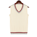 Herre strikvest uden ærmer med V-udskæring Farvet kantning striber Elegant strikket vest Polyester og Bomuld Forskellige farver 3