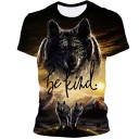 Herre-T-shirt med ulveprint T2081 2 Herre-T-shirt med ulveprint T2081 2