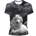 Herre-T-shirt med ulveprint T2081 3