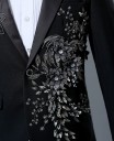 Herrejakke med 3D sølvfarvede blomster J2670 19