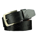 Herrelæderbælte 110 x 3,7 cm Elegant sort bælte med bogstavtryk Stilfuldt tilbehør til jeans og jakkesæt Lædermateriale af høj kvalitet 1