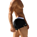 Herren Badehose einfarbig Nylon Spandex Mit Kordelzug Weißer Streifen um die Taille Logo an der Seite Enganliegender Schnitt Badehose für den Strand 6