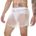 Herren Badeshorts Mit Kordelzug Doppelter Stoff Transparente Oberschicht Polyester Schnell Trocknende Badehose 5