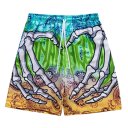 Herren Badeshorts Mit Schnürung Regenbogen Mit Druck von Skeletthänden und Herz Polyester Spandex Schnelltrocknend Elastisch 6