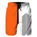 Herren Badeshorts Polyester Zweifarbig Mit Logo an der Seite Mit Kordelzug Sommer Strand- und Schwimmbadmode 2