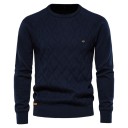 Herren Baumwollpullover mit langen Ärmeln und Rundhalsausschnitt Einfarbiger Strickpullover Elegante Freizeitmode Herbst- und Winterbekleidung 11