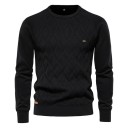 Herren Baumwollpullover mit langen Ärmeln und Rundhalsausschnitt Einfarbiger Strickpullover Elegante Freizeitmode Herbst- und Winterbekleidung 10