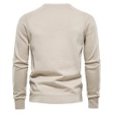 Herren Baumwollpullover mit langen Ärmeln und Rundhalsausschnitt Einfarbiger Strickpullover Elegante Freizeitmode Herbst- und Winterbekleidung 2
