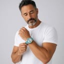 Herren Chronograph-Uhr mit Tachymeter Leuchtindizes BGW9 Wasserdicht bis 100 m Gehäuse 38 mm Edelstahl 316L Gummiband FKM 2