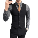 Herren elegante Weste mit Taschen Einfarbige Anzugweste mit Knöpfen Verschiedene Farben Formeller Stil Viskose Polyester 6