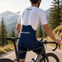Herren Fahrradhosen mit Trägern und breiten Trägern sowie Netzteil am Rücken aus strukturiertem Material für Rennrad und Gravel 9