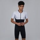 Herren Fahrradsatz Trikot mit kurzen Ärmeln und Shorts Diagonale Streifen Elastisches Material 80 % Polyester und 20 % Spandex Weiß und Schwarz 4