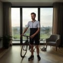 Herren Fahrradsatz Trikot mit kurzen Ärmeln und Shorts Diagonale Streifen Elastisches Material 80 % Polyester und 20 % Spandex Weiß und Schwarz 5