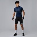 Herren Fahrradsatz Trikot mit kurzen Ärmeln und Shorts mit Latz und Polster 90 % Polyester und 10 % Lycra Dunkelblau und Schwarz 3