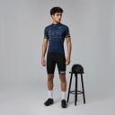 Herren Fahrradsatz Trikot mit kurzen Ärmeln und Shorts mit Polster 90 % Polyester und 10 % Lycra Dunkelblaues Trikot und schwarze Shorts 2