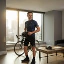 Herren Fahrradsatz Trikot mit kurzen Ärmeln und Shorts mit Polster 90 % Polyester und 10 % Lycra Dunkelblaues Trikot und schwarze Shorts 5