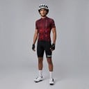Herren Fahrradsatz Trikot mit kurzen Ärmeln und Shorts mit Polster 90 % Polyester und 10 % Lycra Weinrot Trikot und schwarze Shorts 3