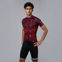 Herren Fahrradsatz Trikot mit kurzen Ärmeln und Shorts mit Polster 90 % Polyester und 10 % Lycra Weinrot Trikot und schwarze Shorts 4