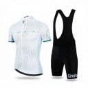 Herren Fahrradsatz Trikot mit kurzen Ärmeln und Shorts mit Trägern und Polster 90 % Polyester und 10 % Lycra Weißes Trikot und schwarze Shorts 1
