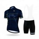 Herren Fahrradsatz Trikot mit kurzen Ärmeln und Shorts mit weißem Träger und Polster 90 % Polyester und 10 % Lycra Dunkelblau 1