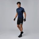 Herren Fahrradsatz Trikot mit kurzen Ärmeln und Shorts mit weißem Träger und Polster 90 % Polyester und 10 % Lycra Dunkelblau 4