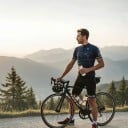 Herren Fahrradsatz Trikot mit kurzen Ärmeln und Shorts mit weißem Träger und Polster 90 % Polyester und 10 % Lycra Dunkelblau 6