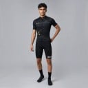 Herren Fahrradsatz Trikot mit kurzen Ärmeln und Shorts mit weißem Träger und Polster 90 % Polyester und 10 % Lycra Schwarz und Weiß 3