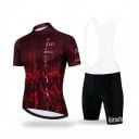 Herren Fahrradsatz Trikot mit kurzen Ärmeln und Shorts mit weißem Träger und Polster 90 % Polyester und 10 % Lycra Weinrot und Schwarz 1