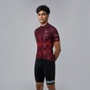 Herren Fahrradsatz Trikot mit kurzen Ärmeln und Shorts mit weißem Träger und Polster 90 % Polyester und 10 % Lycra Weinrot und Schwarz 3