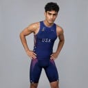 Herren Fahrradset Ärmelloses Trikot und Shorts Elastisches Material 80 % Polyester und 20 % Spandex Dunkelblau mit Sternen und rosa Streifen 4
