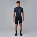 Herren Fahrradset Trikot mit kurzen Ärmeln und Shorts mit Trägern und Polster 90 % Polyester und 10 % Lycra Dunkelblau gestreift 4