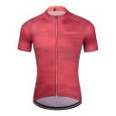 Herren Fahrradtrikot mit kurzen Ärmeln und durchgehendem Reißverschluss mit tonalem Muster aus Streifen und Rechtecken in Rot 1