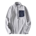 Herren Fleecejacke mit halbem Reißverschluss und Stehkragen mit Brusttasche und strukturiertem Muster Pullover 1