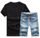 Herren-Freizeitset – T-Shirt und blaue Shorts J2235 10