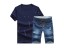 Herren-Freizeitset – T-Shirt und dunkelblaue Shorts J2236 11