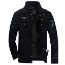 Herren Frühlingsjacke mit Patches Stylische leichte Reißverschlussjacke mit Taschen Baumwoll Freizeitjacke mit Kragen Militärjacke für die Freizeit 5