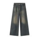 Herren gewaschene gerade geschnittene Jeanshose Lockere weite Beine Modischer Vintage-Stil Bequeme Jeans für den Alltag 4