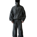 Herren grauer Baumwollhoodie mit Kapuze und Reißverschluss Stylischer Hoodie mit feinem Muster Bequeme Sportbekleidung für jeden Tag 6