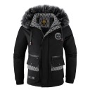 Herren Herbst Winter Baumwolljacke mit Kapuze und Kunstfell, winddicht, gepolstert mit Taschen in verschiedenen Farben, POLYESTER 2