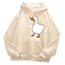 Herren Hoodie mit Taschen Einfarbiger Hoodie mit Druck einer Ente mit Messer und dem Schriftzug Peace Was Never an Option Stylisches Polyester-Modell 13