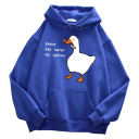 Herren Hoodie mit Taschen Einfarbiger Hoodie mit Druck einer Ente mit Messer und dem Schriftzug Peace Was Never an Option Stylisches Polyester-Modell 7