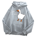 Herren Hoodie mit Taschen Einfarbiger Hoodie mit Druck einer Ente mit Messer und dem Schriftzug Peace Was Never an Option Stylisches Polyester-Modell 8